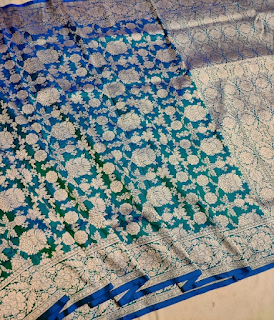 Floral patterned silk Jangla banarasi saree Floral patterned silk Jangla banarasi saree