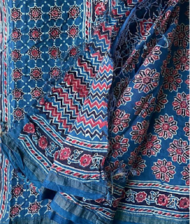 Ajrakh printed cotton saree Ajrakh printed cotton saree